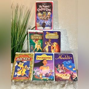 Disney Classics VHS Bundle 1:  Aladdin, Lady & Tramp, Bambi, Pocahontas, Mickey